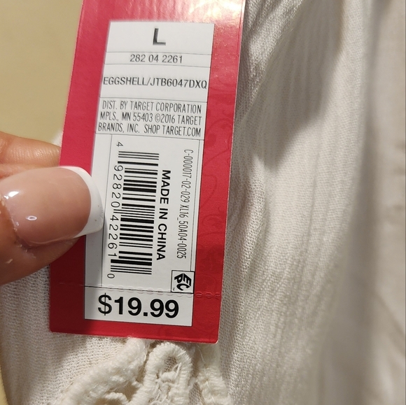 XHILARATION Women's cream Embroidered Drawnstring Shorth size L NWT - Picture 8 of 12